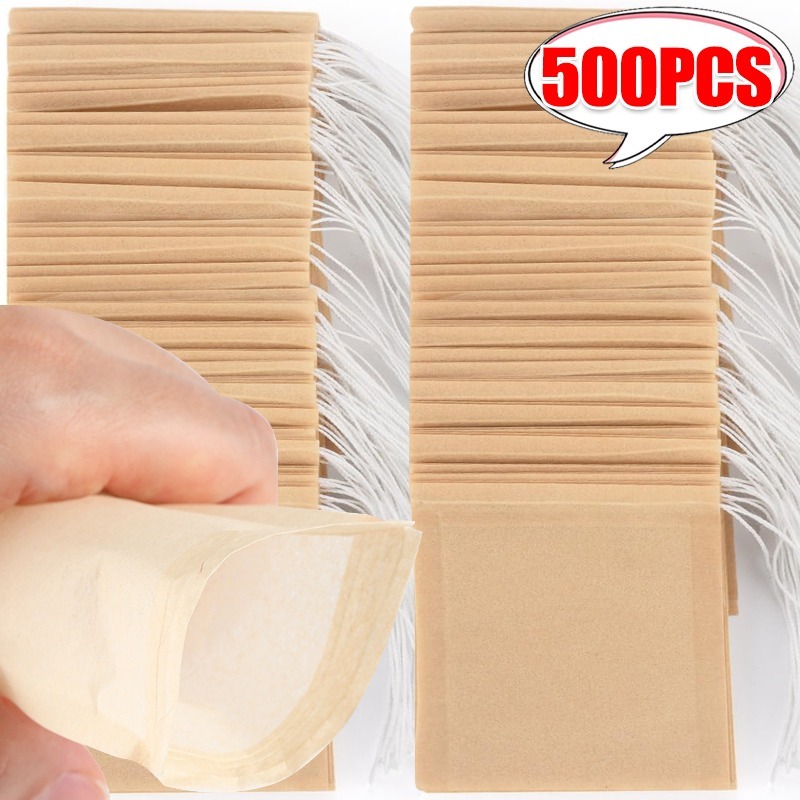 Coffee Tea Leaf And Bean - 100/500x Cloth Tea Bags with Drawstring