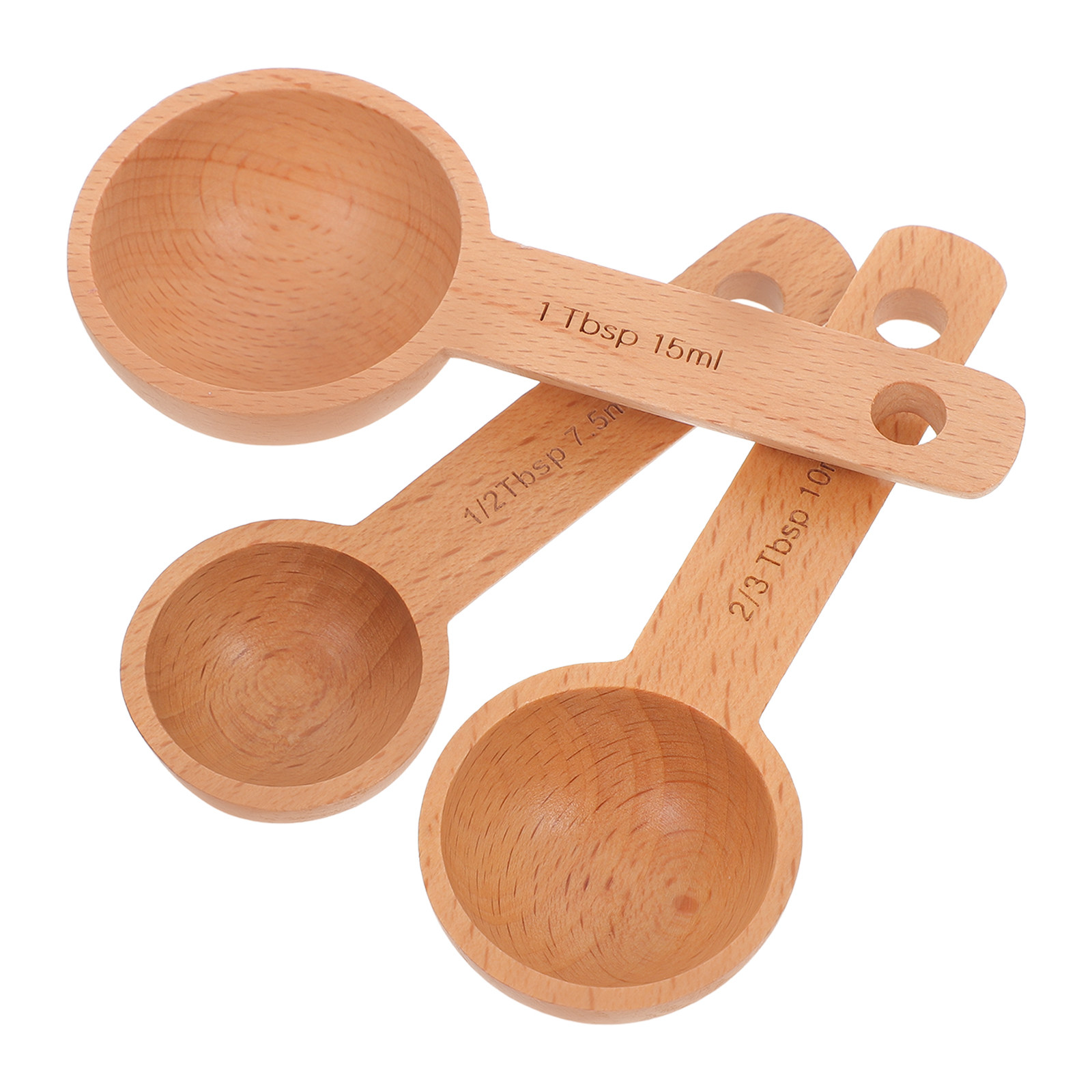 Coffee Tea Leaf And Bean - 3Pcs Wooden Measuring Spoons Set Ergonomic