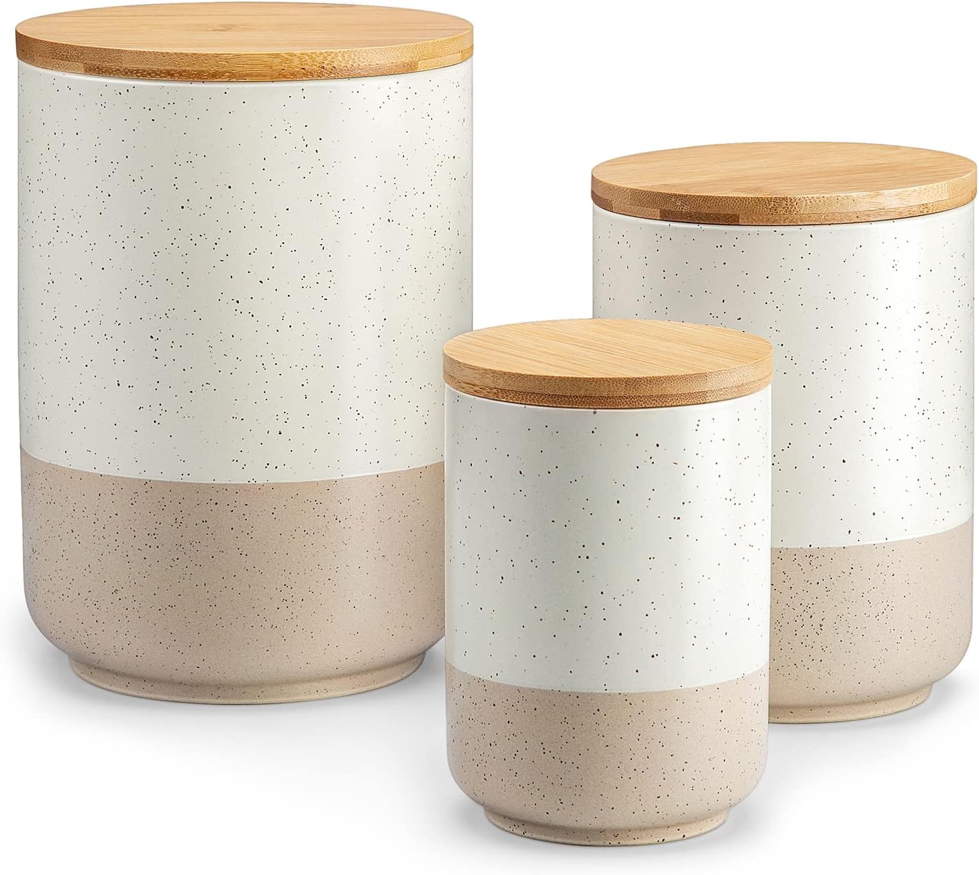Coffee Tea Sugar Set - Sabine Ceramic Canister Set with Airtight