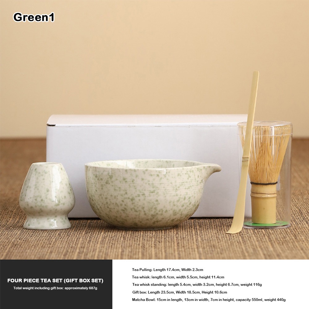 Matcha Whisk Set - 4PCS Ceramic Bamboo Japanese Matcha Tea