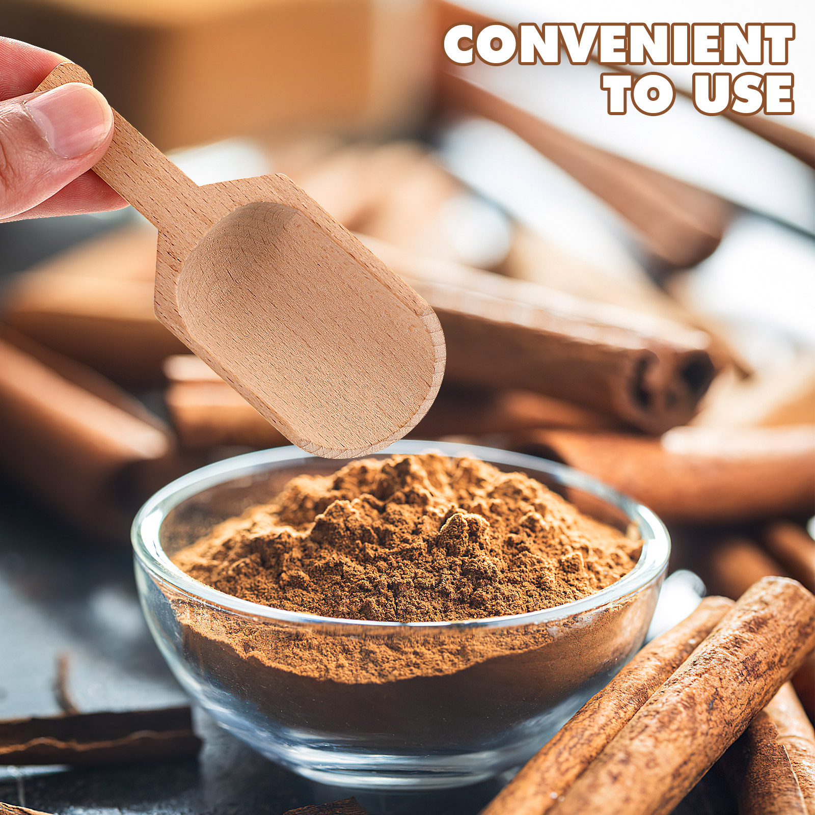 2Pcs Natural Beech Wood Spoons - Coffee Tea Leaf And Bean 评论和价格