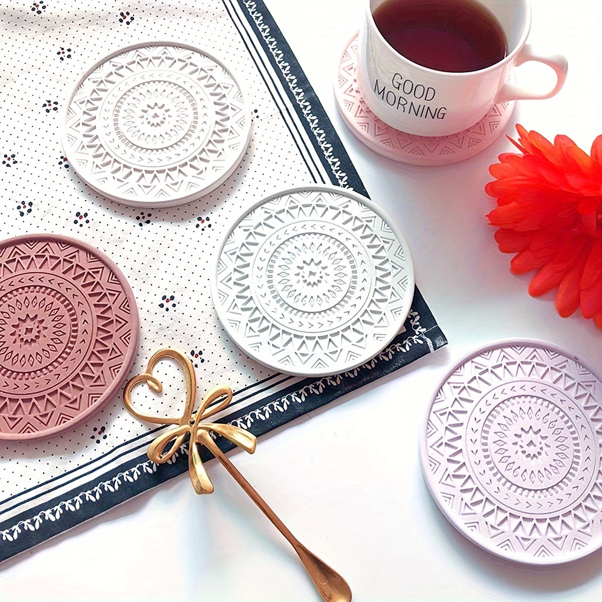 Flower Coaster Silicone Mold E - Coffee Tea Flower 评论和价格