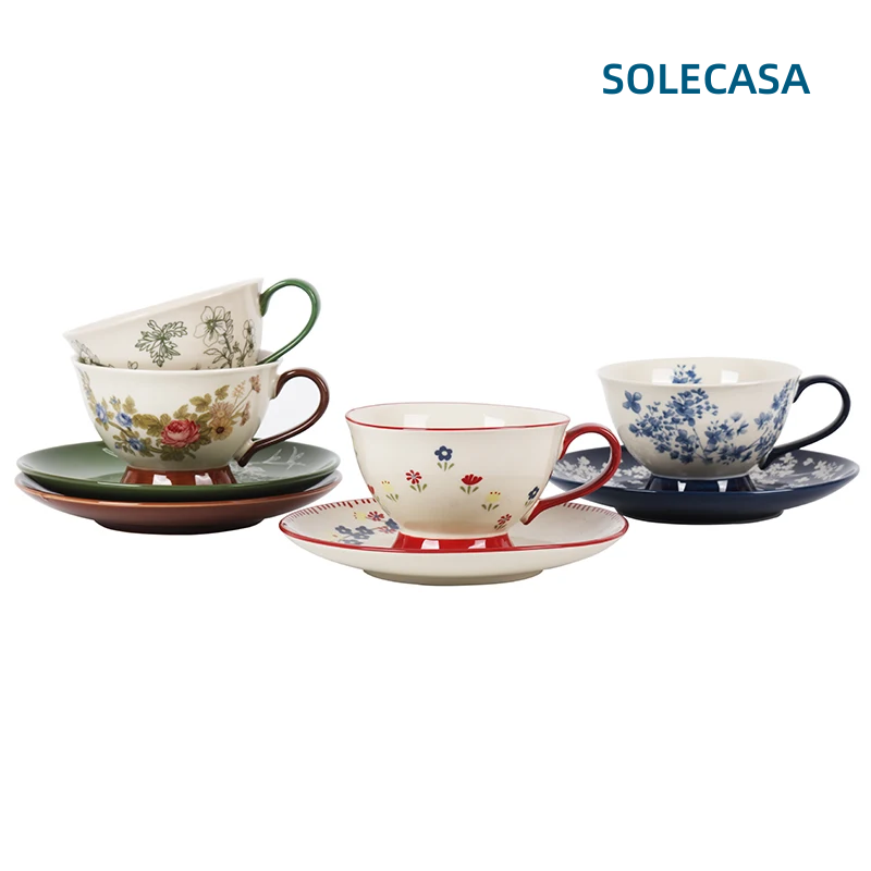 SOLECASA 220ml Coffee Cup&Sauc - Coffee Tea Flower 评论和价格