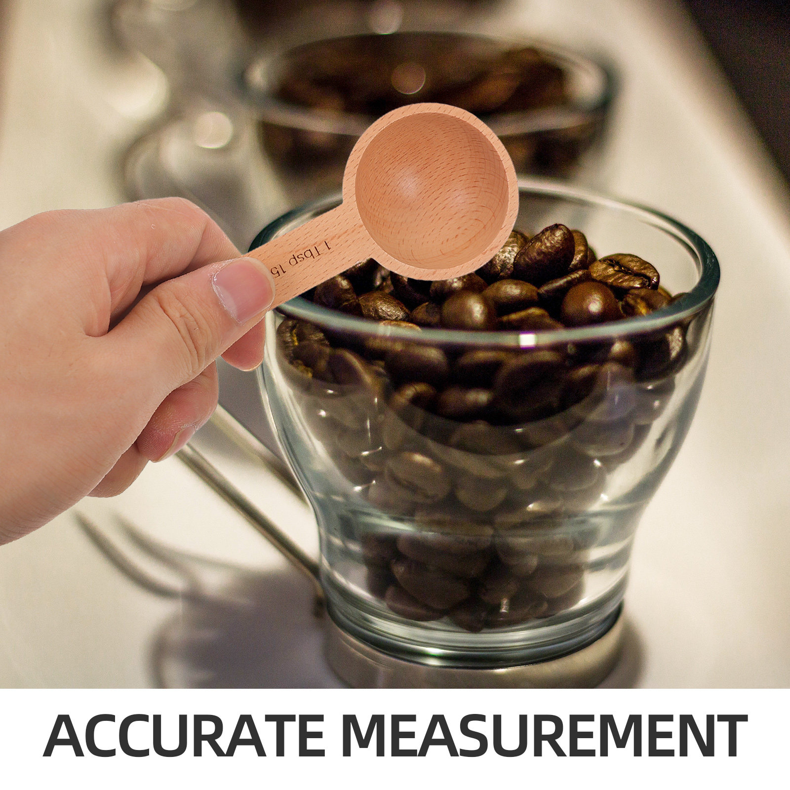 3Pcs Wooden Measuring Spoons S - Coffee Tea Leaf And Bean 评论和价格