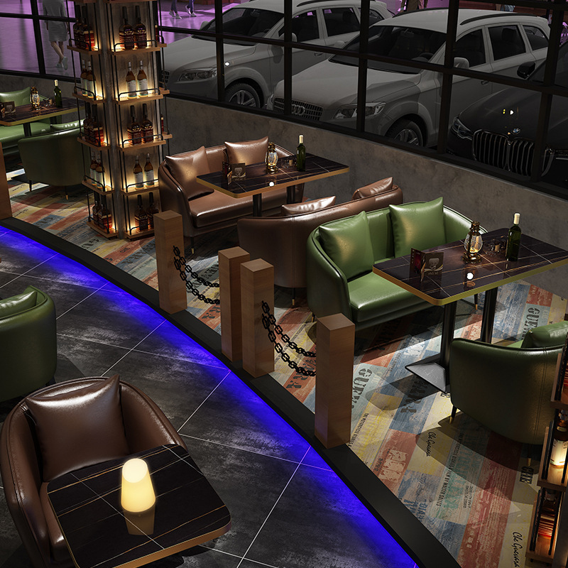 Retro Bar Double Sofa Booth, M - Coffee Tea Lounge 评论和价格