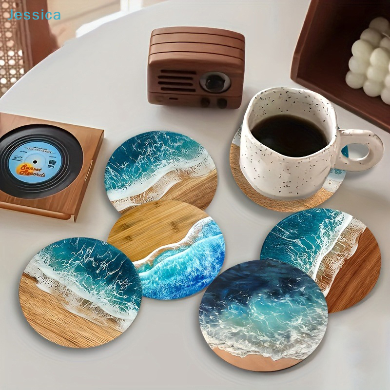 ♥Ocean Wave & Wood Grain Coast - Coffee Tea Sugar Set 评论和价格