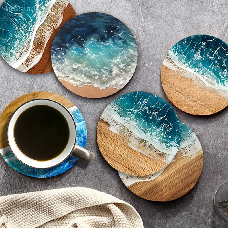 ♥Ocean Wave & Wood Grain Coast - Coffee Tea Sugar Set 评论和价格