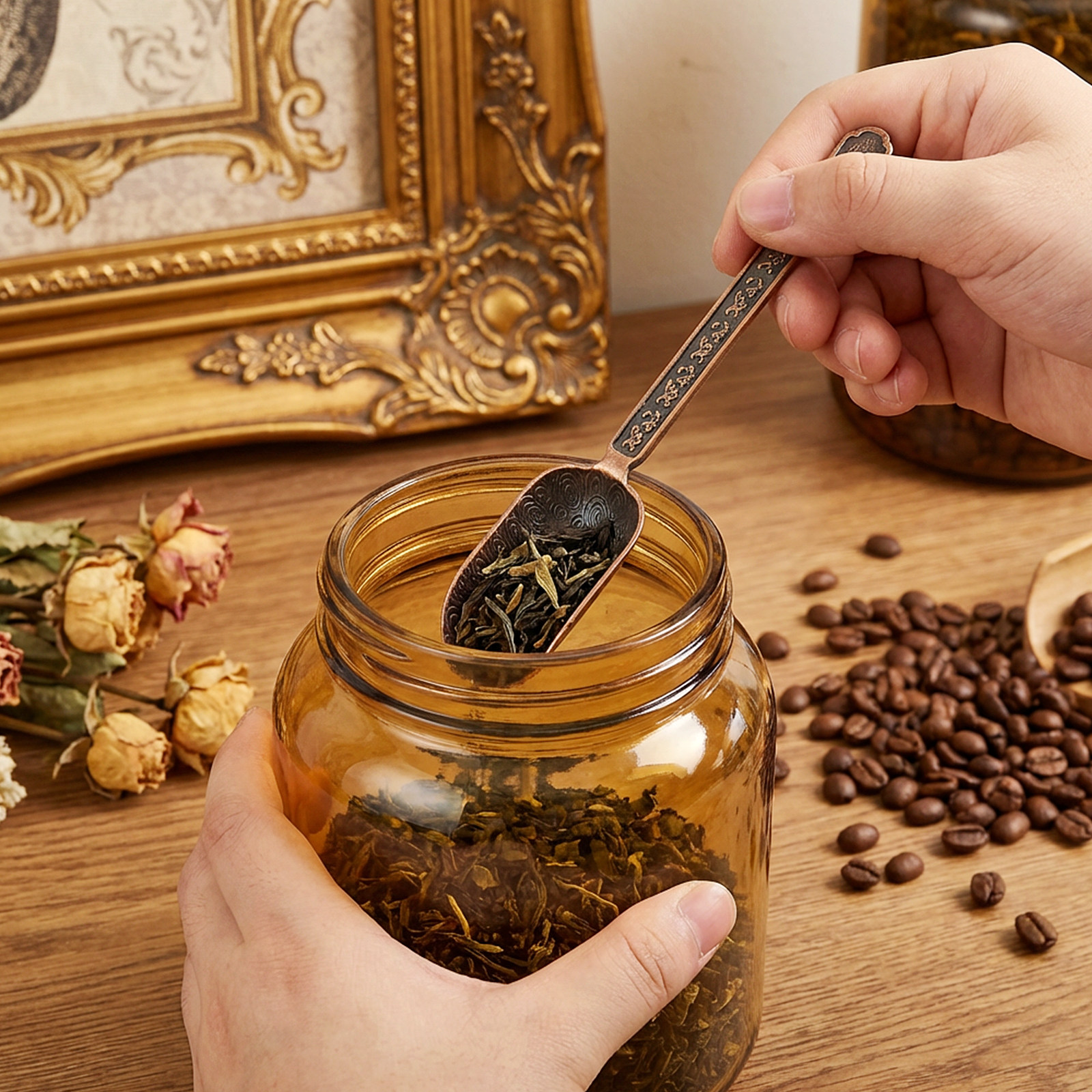 Copper Zinc Retro Loose Leaf T - Coffee Tea Leaf And Bean 评论和价格