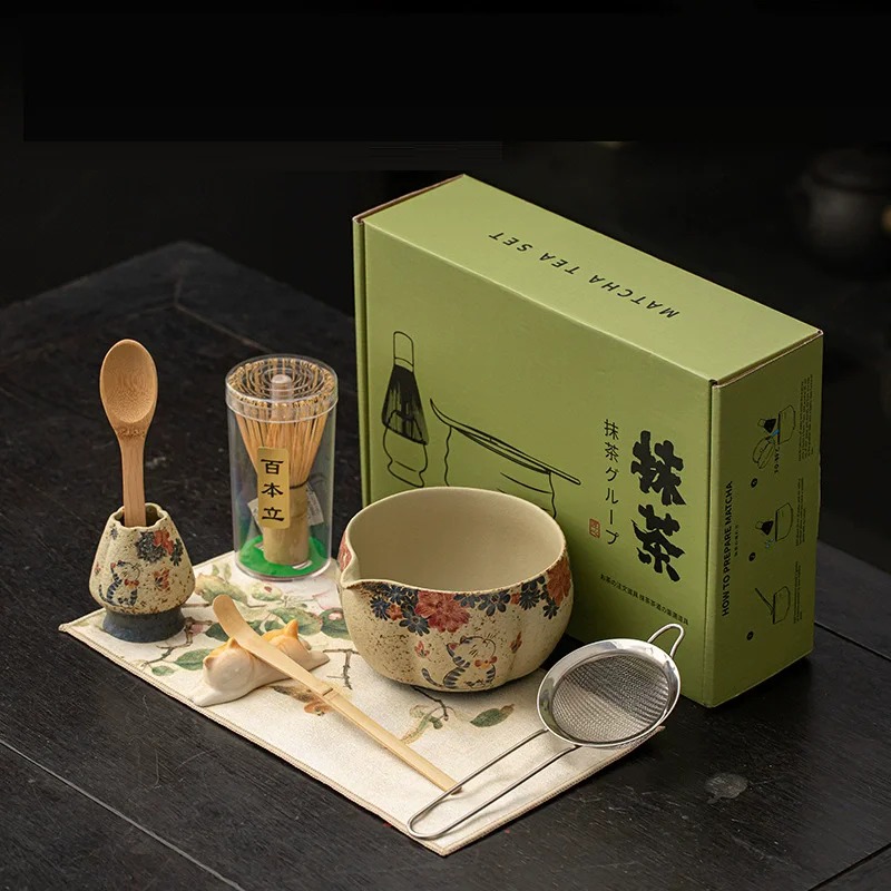 8PCS Japanese Flint red Matcha - Matcha Whisk Set 评论和价格