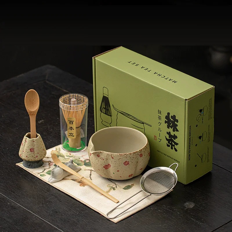 8PCS Japanese Flint red Matcha - Matcha Whisk Set 评论和价格
