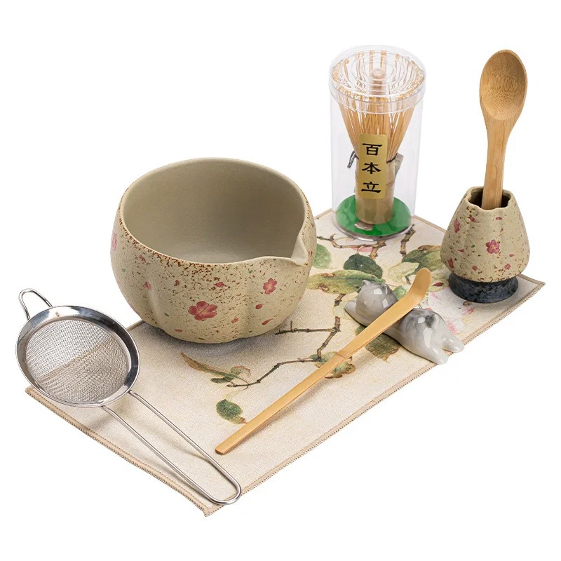 8PCS Japanese Flint red Matcha - Matcha Whisk Set 评论和价格