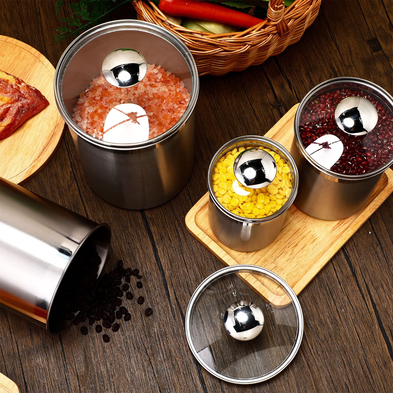 Food Storage Containers Tea Co - Coffee Tea Sugar Set 评论和价格
