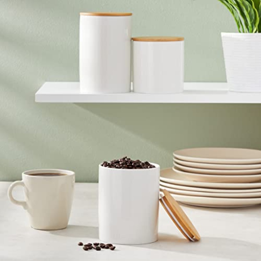 Ceramic Canisters - Coffee Can - Coffee Tea Sugar Set 评论和价格