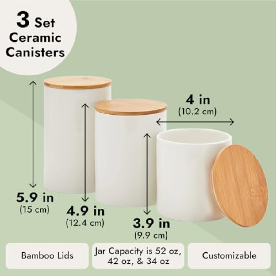 Ceramic Canisters - Coffee Can - Coffee Tea Sugar Set 评论和价格
