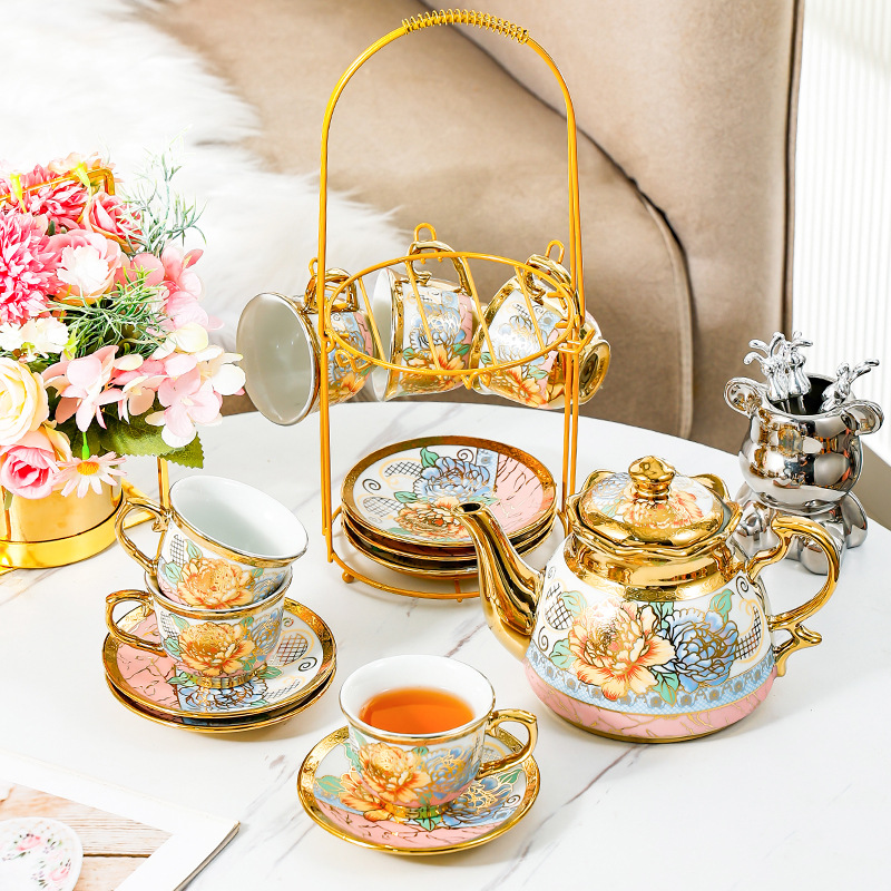 14 Piece Set Household Europea - Coffee Tea Flower 评论和价格