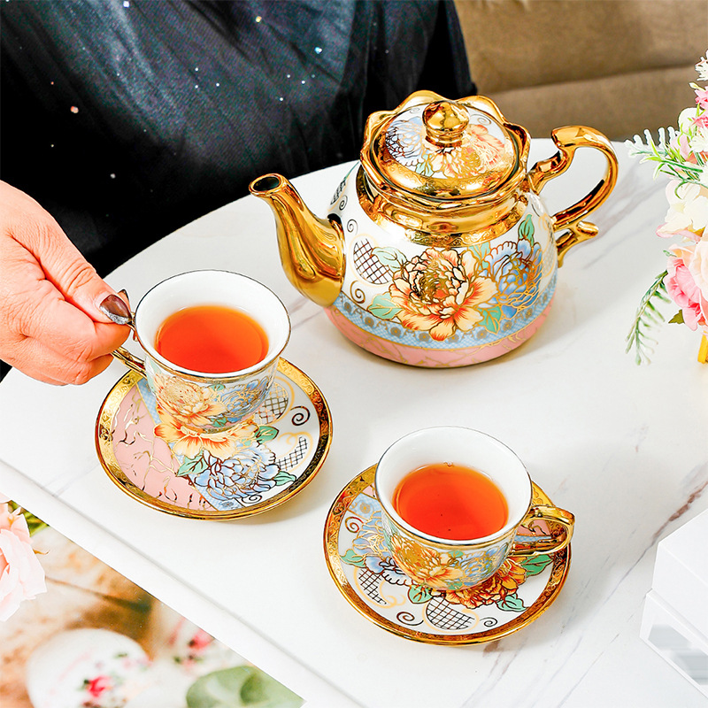 14 Piece Set Household Europea - Coffee Tea Flower 评论和价格