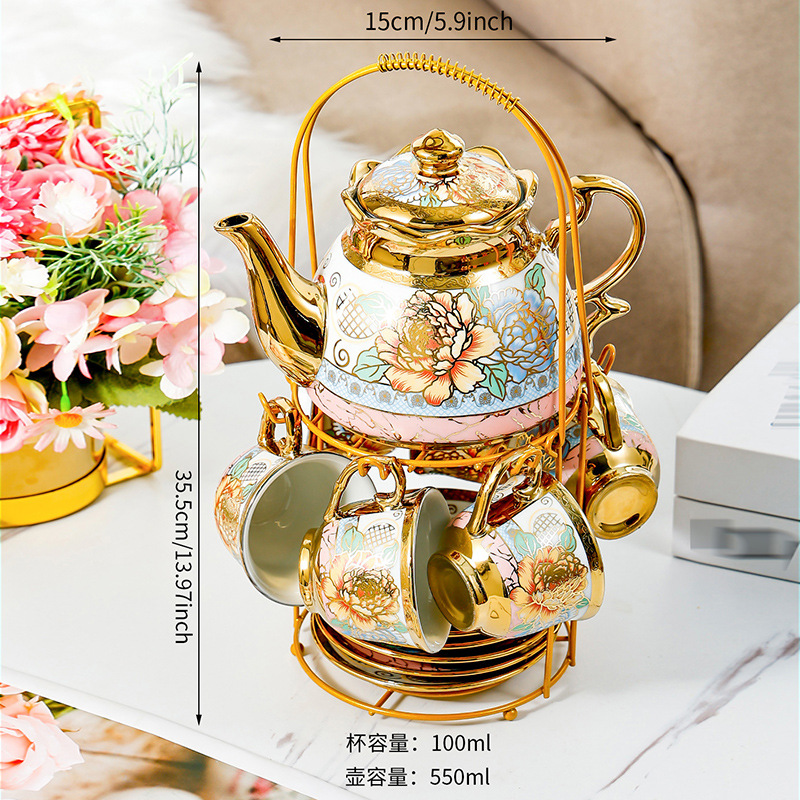 14 Piece Set Household Europea - Coffee Tea Flower 评论和价格